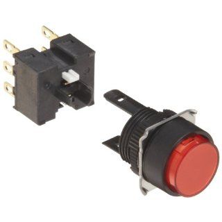 Omron A165 TRM 2S Projection Type Pushbutton and Switch, Screwless Clamp Terminal, IP65 Oil Resistant, 16mm Mounting Aperture, Non Lighted, Momentary Operation, Round, Red, Double Pole Double Throw Contacts Electronic Component Pushbutton Switches Indust