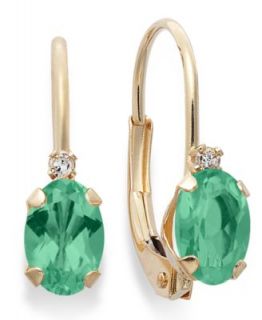 10k Gold Earrings, Emerald Stud Earrings (1 ct. t.w.)   Earrings   Jewelry & Watches