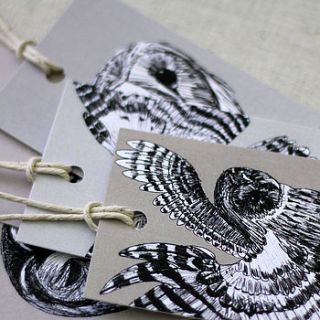 set of five owl gift tags by lil3birdy