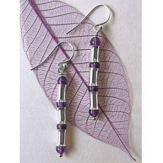 amethyst and silver bamboo earrings by louise mary designs