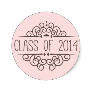 Class of 2014 Graduation Sticker Pink  Brown