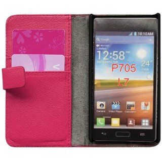 Bfun Hot Pink Card Slot Wallet Leather Case Cover For LG OPTIMUS L7 P705/P705G/700 Cell Phones & Accessories