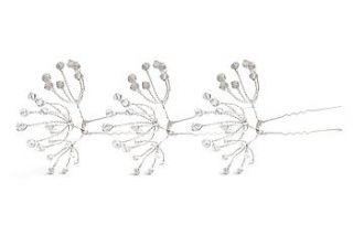 set of three cow parsley crystal hair pins by cherished