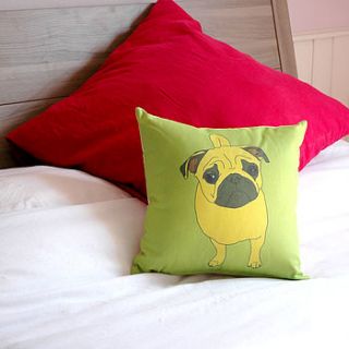 pug cushion by now we are here