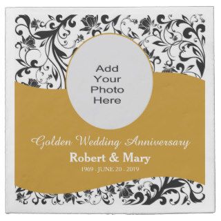 Black Swirl & Gold 50th Wedding Anniversary Photo Paper Napkin