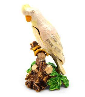 Objet D'Art Release #161 "The Philippine Cockatoo" Critically Endangered Species Bird Handmade Jeweled Metal & Enamel Trinket Box   Action Figure Accessories