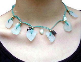 aqua and turquoise seaglass necklace by claire gerrard designs