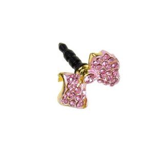 BestDealUSA Pink Bow Shape Dust Proof Plug Anti Dust Ear Cap Plug Electronics