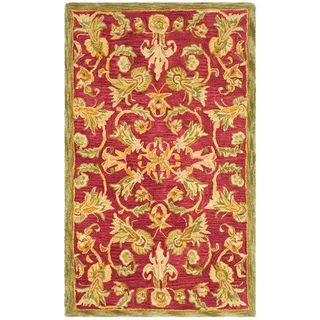 Handmade Flora Burgundy Wool Rug (3' x 5') Safavieh 3x5   4x6 Rugs