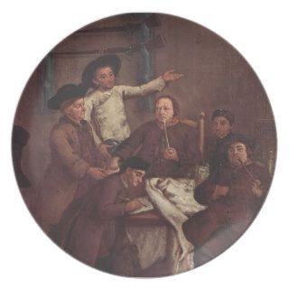 The Hunters Drawing Numbers  by Pietro Longhi Party Plate