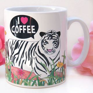 i love coffee tiger mug by superfumi