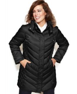 Calvin Klein Plus Size Chevron Quilted Packable Puffer Coat   Coats   Women