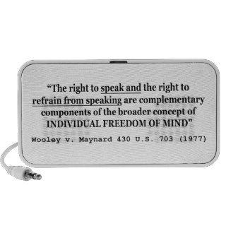 Freedom of Speech Wooley v Maynard 430 US 703 1977 PC Speakers