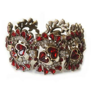 Sweet Romance 1940s Vintage Garnet Red Crystal Bracelet