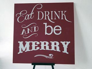 eat,drink and be merry christmas sign by hush baby sleeping
