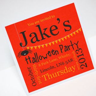personalised halloween party invitations by spotty n stripy