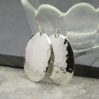 hammered solid silver earrings by hersey silversmiths
