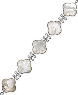 Sterling Silver Bracelet, Mother of Pearl Clover Bracelet   Bracelets   Jewelry & Watches