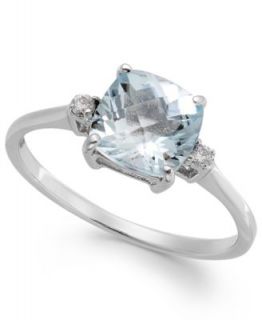 10k White Gold Ring, Aquamarine (1 1/3 ct. t.w.) and Diamond Accent Ring   Rings   Jewelry & Watches