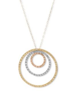 14k Gold, 14k White Gold and 14k Rose Gold Necklace, Tri Color Circle Pendant   Necklaces   Jewelry & Watches