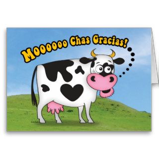 Funny MooooChas Gracias Cow Thank You Card