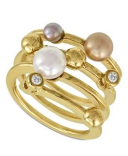 Majorica Endless Pearl Ring, Sterling Silver Multicolor Organic Man Made Pearl Ring   Fashion Jewelry   Jewelry & Watches