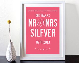 personalised first wedding anniversary print by i love art london