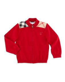 Burberry  Zip Front Sweater, Military Red