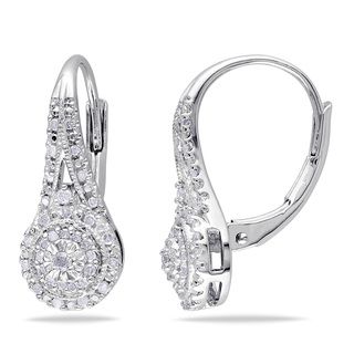 Miadora Sterling Silver 1/4ct TDW Diamond Halo Earrings (H I, I2 I3) Miadora Diamond Earrings