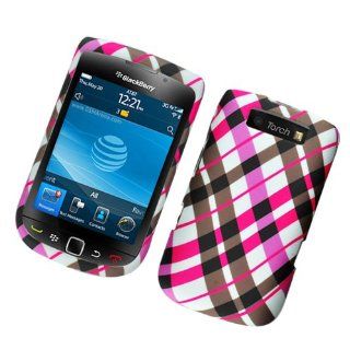 Eagle Cell PIBB9800R153 Stylish Hard Snap On Protective Case for Blackberry Torch 9800   Retail Packaging   Pink Brown Black Check Cell Phones & Accessories