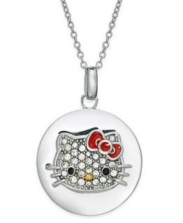 Hello Kitty Sterling Silver Necklace, Pave Crystal Face Disc Pendant   Necklaces   Jewelry & Watches