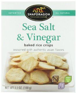 Snapdragon Baked Rice Crisps, Sea Salt and Vinegar, 3.5 Ounce (Pack of 6)  Snack Party Mixes  Grocery & Gourmet Food