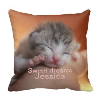 Sweet dreams cat throw pillows