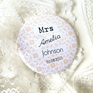 personalised new bride compact mirror by emily parkes art