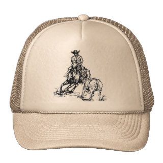 Cutting Horse Western Sketch Design Hat