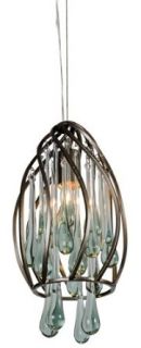 Varaluz 151M01NB Area 51 Collection 1 Light Mini Pendant, New Bronze Finish with Recycled Glass Drops   Ceiling Pendant Fixtures  