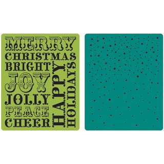 Sizzix Textured Impressions Embossing Folders 2/Pkg Hero Arts Christmas Words & Dots Sizzix Cutting & Embossing Dies