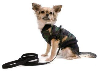 Winter Dog Harness Jacket w/ Leash   Green Camo   MD (13.5" 16" girth, 10" 12" length)  Pet Vest Harnesses 