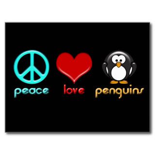 Peace Love Penguins Post Card