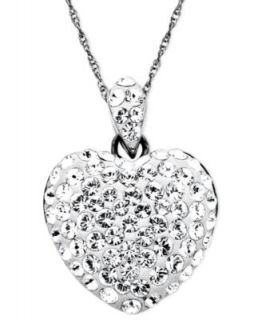 Sterling Silver Necklace, White Swarovski Elements Heart Pendant (2 1/8 ct. t.w.)   Necklaces   Jewelry & Watches
