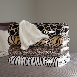 Windsor Home Soft Animal Print Blanket with Sherpa Backing Windsor Blankets