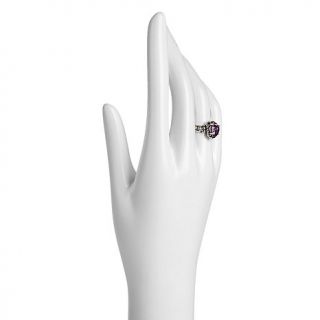 Orvieto Silver Enhanced Pink Quartz Heart Filigree Sterling Silver Ring