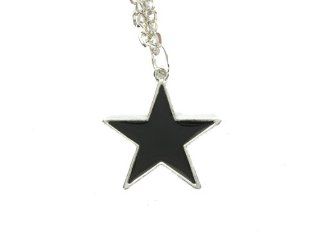 Pop Star Necklace Silver Tone Black Enamel ND33 Vintage Charm Pendant Fashion Jewelry Jewelry