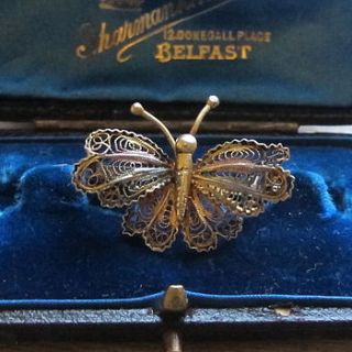 vintage hallmarked silver butterfly brooch by ava mae designs