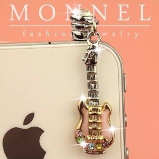 ip149 Cute Music Guitar Crystal Anti Dust Plug Cover Charm for iPhone 4 4S Cell Phones & Accessories