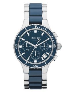 DKNY Watch, Womens Chronograph Stainless Steel and Blue Ceramic Bracelet 46mm NY8522   Watches   Jewelry & Watches
