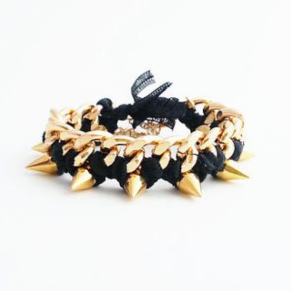 gold chain and spike bracelet by staxx