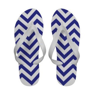 Blue and White Chevron Pattern Flip Flops