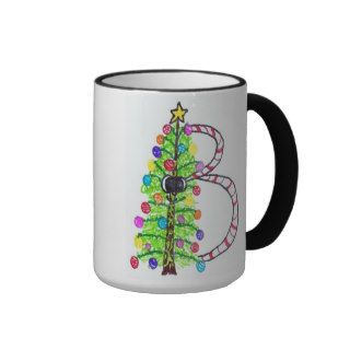 Friendly Christmas Tree B Initial Mug