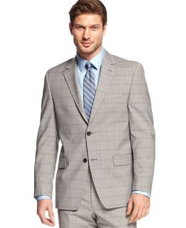 Shaquille ONeal Light Grey Plaid Jacket Big and Tall   Suits & Suit Separates   Men
